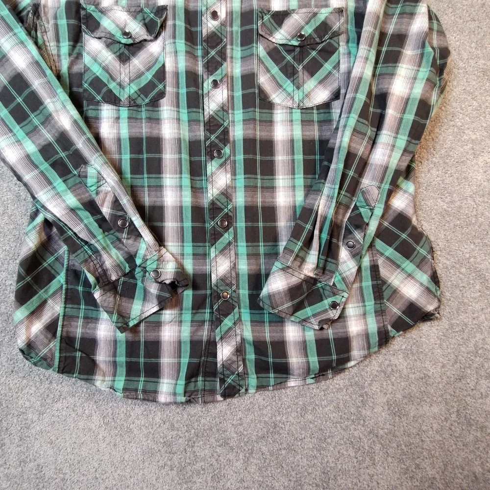 Helix Mens Shirt Multicolor L Plaid Long Sleeve Button Up Collared Athletic Fit